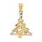 14K Yellow Gold with Rhodium Over 14K Gold Christmas Tree Pendant