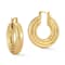 Rachel Zoe Ribbed Round Hoop Earrings in Gold Tone