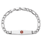 Rhodium Over 14k White Gold Medical Soft Diamond Shape Red Enamel Figaro
ID Bracelet