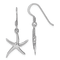 Rhodium Over Sterling Silver Polished Starfish Dangle Earrings