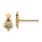 14K Yellow Gold Red and Clear Cubic Zirconia and Green Glass Christmas
Tree Post Earrings