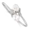 Rhodium Over Sterling Silver 16-17mm White Keshi Freshwater Cultured
Pearl CZ Flexible Bangle