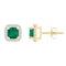 5mm Cushion Created Emerald And Created White Sapphire 10k Yellow Gold
Halo Stud Earrings