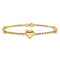 14k Yellow Gold Polished and Diamond-Cut Beaded Puffed Heart Bracelet