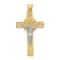 14K Yellow and White Gold St. Benedict Medal Crucifix Cross Pendant