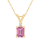 7x5mm Emerald Cut Pink Topaz with Diamond Accent 14k Yellow Gold Pendant
With Chain