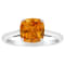 8mm Square Cushion Citrine Rhodium Over Sterling Silver Ring