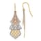 14k Tri-color Gold Diamond-Cut and Polished Filigree Dangle Earrings