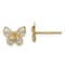 14K Yellow Gold Butterfly Cubic Zirconia Stud Earrings