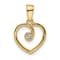 14k Yellow Gold Polished Heart Diamond Pendant
