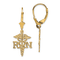 14k Yellow Gold Textured RN Caduceus Earrings