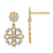 14k Two-tone Textured Beaded Heart Petal Floral Dangle Earrings