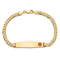 14k Yellow Gold Medical Soft Diamond Shape Red Enamel Flat Curb Link ID Bracelet