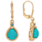 Turquoise Pear And Swiss Blue Topaz Earrings In 18K Gold Over Sterling
Silver 0.08ctw
