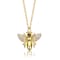 CZ Wasp Pendant Necklace In 14K Gold Over Brass