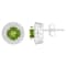 6mm Round Peridot 1/5 ctw Diamond Rhodium Over Sterling Silver Halo Stud Earrings