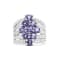 Rhodium Over Sterling Silver Round Tanzanite and White Zircon Ring 2.38ctw