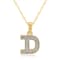 White Diamond Accent 10k Yellow Gold D Initial Pendant With 18” Rope Chain