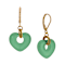 Gold Tone Glass Heart Drop Leverback Earrings