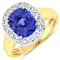 3.41ctw Violet Tanzanite and Diamond 14K Yellow Gold Halo Ring