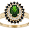 Chrome Diopside, Black Spinel And White Zircon Ring In 18K Gold Over
Sterling Silver 1.24ctw