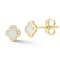 Bellissima Gold 14K Yellow Gold White Enamel Dainty Clover Studs