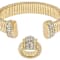Crystal Tubogas Cuff Bracelet And Ring Set In Gold Tone