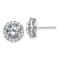 Rhodium Over 14K White Gold Round Halo G H I True Light Moissanite Earrings
