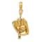 14k Yellow Gold 3D Polished and Textured Glove/Bat/Baseball Pendant