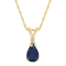 7x5mm Pear Shape Sapphire with Diamond Accent 14k Yellow Gold Pendant
With Chain