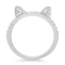 White Cubic Zirconia Rhodium Over Sterling Silver Cat Ring 0.22ctw