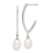 Rhodium Over Sterling Silver 8-9mm White Rice Freshwater Cultured Pearl Earrings