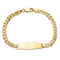 14k Yellow Gold Soft Diamond Shape Flat Curb Link ID Bracelet