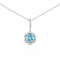 Natural Blue Topaz Sterling Silver Round Shape Pendant with Chain