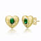 Emerald Color CZ Heart Stud Earrings In 14K Gold Over Sterling Silver