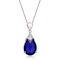 Sapphire Color CZ Teardrop Pendant In 18K Rose Gold Over Sterling Silver