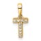 14K Yellow Gold Diamond Letter T Initial with Bail Pendant