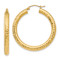 14k Yellow Gold Diamond-Cut 1 3/8" Round Hoop Earrings