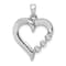 Rhodium Over 14k White Gold Three Stone Diamond Heart Pendant