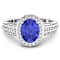 Oval Purple Tanzanite Diamond Bridge 14K White Gold Ring