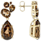 Smoky Quartz Dangle Earrings In 18K Gold Over Sterling Silver 18.13ctw