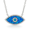 Lab Created Blue Opal Pendant with CZ Accents Rhodium Over Sterling
Silver Evil Eye Necklace