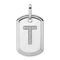 Rhodium Over 14k White Gold Diamond Initial T Dog Tag Charm