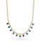 Rachel Zoe Blue CZ Charm Bead Chain Necklace in 14K Gold Over Sterling Silver