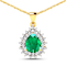 2.85ctw 14K Yellow Gold Zambian Emerald and White Diamond Pendant with
18 inch Cable Chain