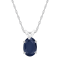 7x5mm Oval Sapphire 14k White Gold Pendant With Chain