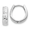 Rhodium Over 14k White Gold 1/2" Textured and Polished Hinged Hoop Earrings