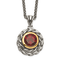 Sterling Silver Antiqued with 14K Accent Garnet Necklace