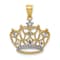 14K Yellow Gold with White Rhodium Diamond-Cut Filigree Crown Pendant