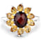 Red Garnet and Yellow Citrine Rhodium Over Sterling Silver Oval Floral
Cocktail Ring 5.5ctw